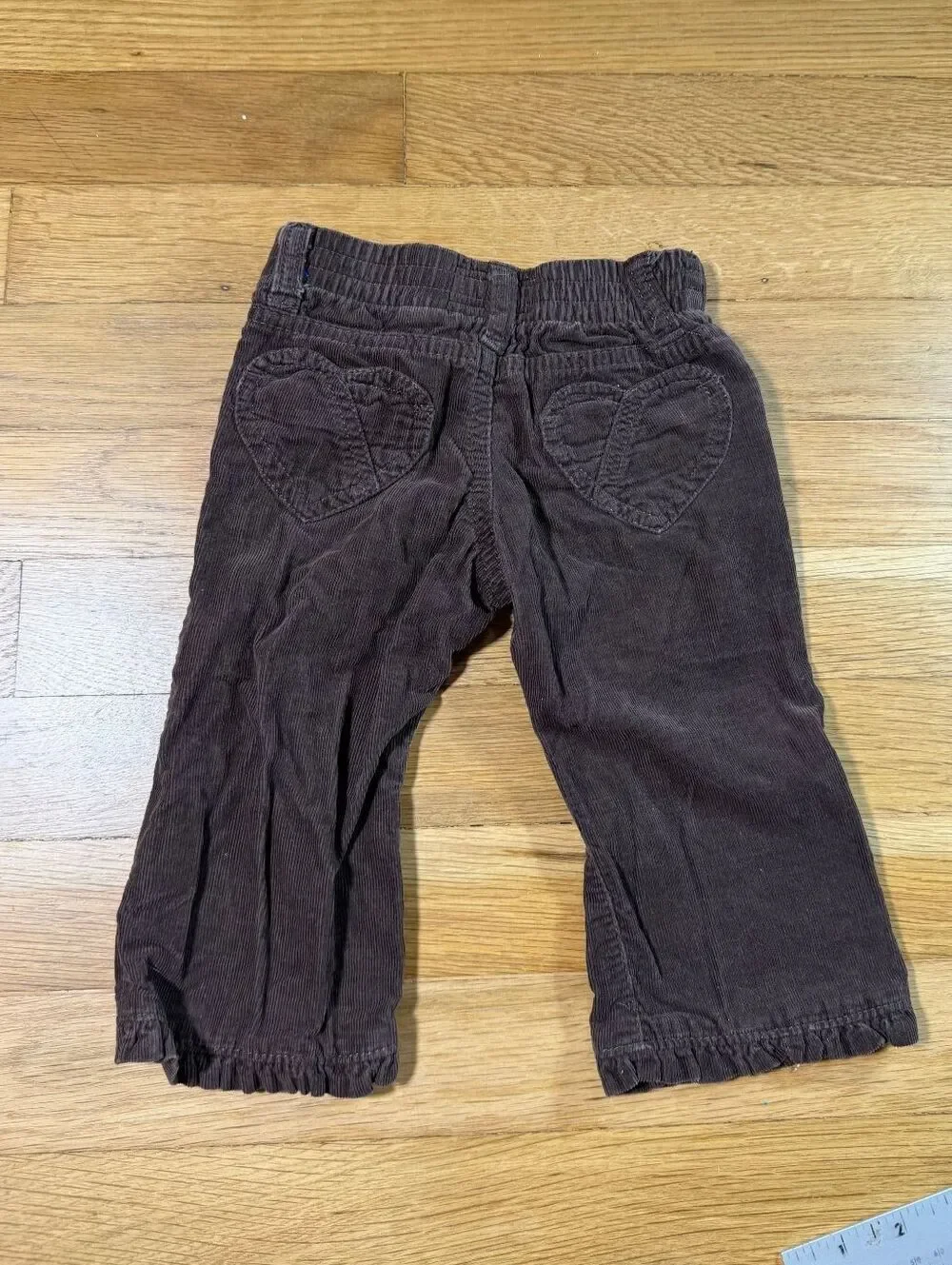 Osh Kosh B'josh Y2K Girls' Brown Corduroy Pants W Heart Embroidery Size 9M